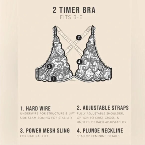 NWT $118 2-PC SET HAH 2Timer Lace Bra 28-36D & Chase Me Panty Red MEDIUM - Picture 4 of 6